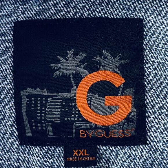 G by Guess Men's Denim Trucker Jacket - Layered Jersey Hood - Flap Pockets - XXL - Picture 9 of 16